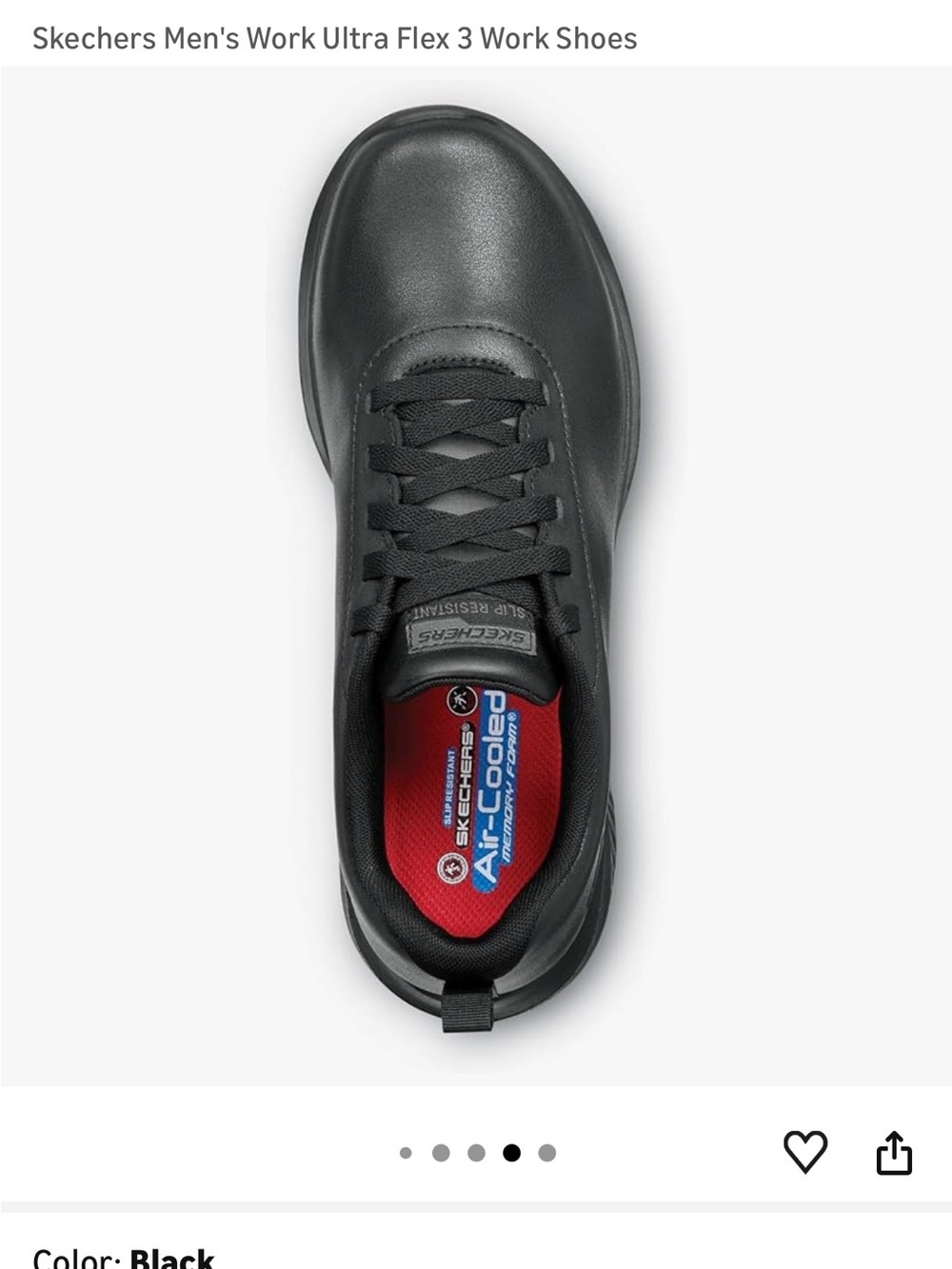 Skechers Men's Black Leather Slip-Resistant Work Sneaker